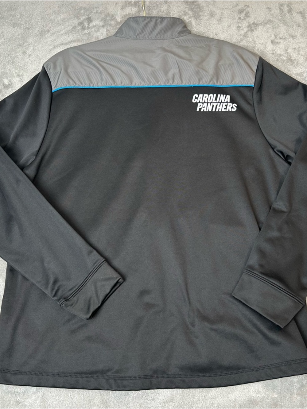 CAROLINA PANTHERS Sweater NFL Full Zip Track Jacket BLACK BLUE  & GRAY  Size XL - Picture 7 of 16